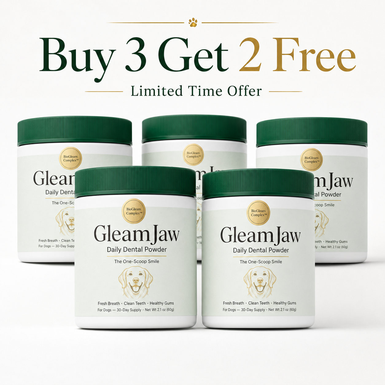 3 Jar - GET 2 FREE - GleamJaw Daily Dental Powder