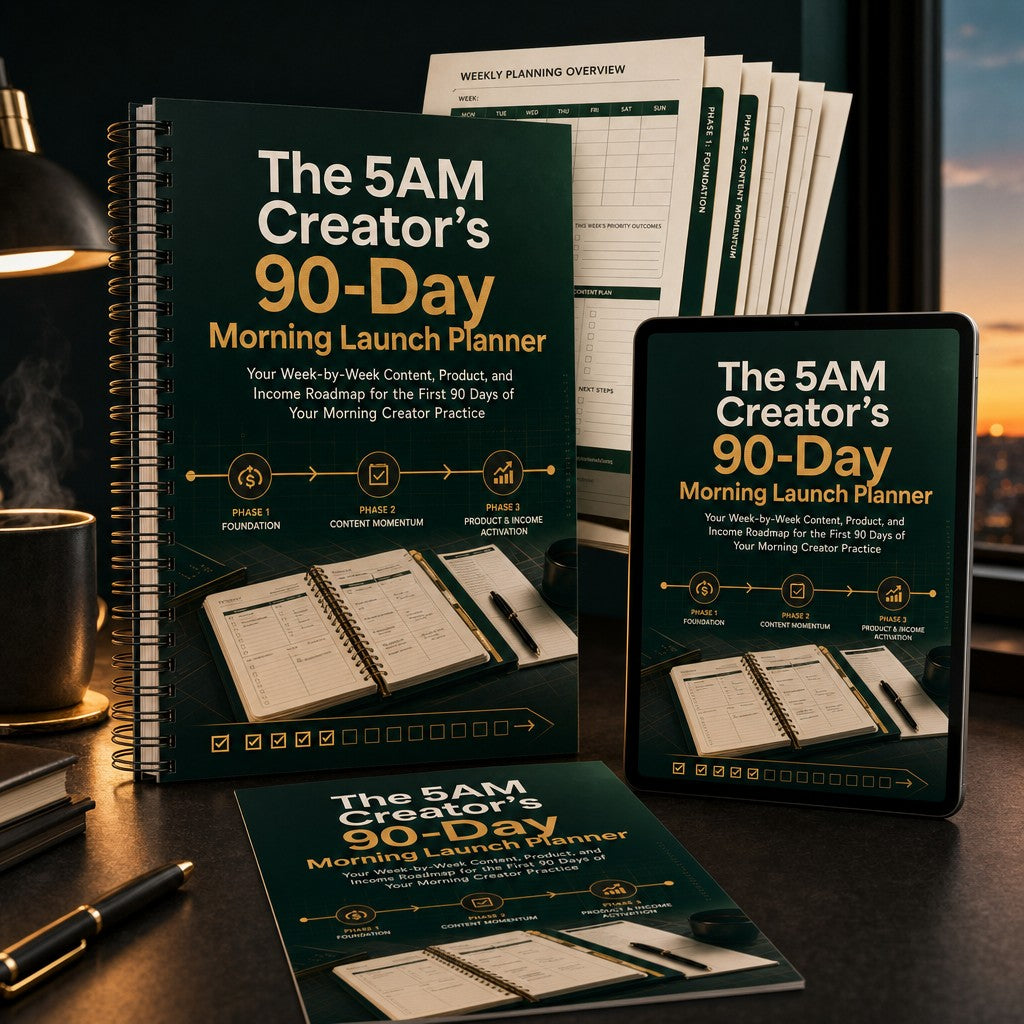 The 5AM Creator's 90-Day Morning Launch Planner: Your Week-by-Week Content, Product, and Income Roadmap for the First 90 Days of Your Morning Creator Practice