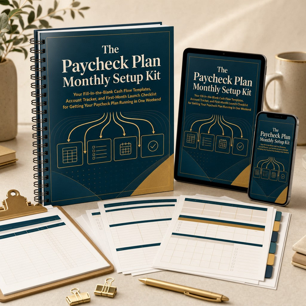 The Paycheck Plan Monthly Setup Kit: Your Fill-In-the-Blank Cash Flow Templates, Account Tracker, and First-Month Launch Checklist for Getting Your Paycheck Plan Running in One Weekend